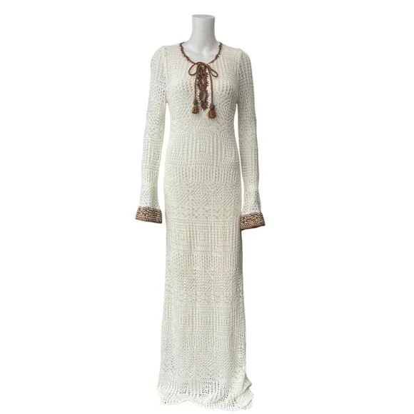 Calypso St. Barth | Dresses | 20 Calypso Ivory White Knit Crochet Laceup  Long Sundress Size Ml | Poshmark